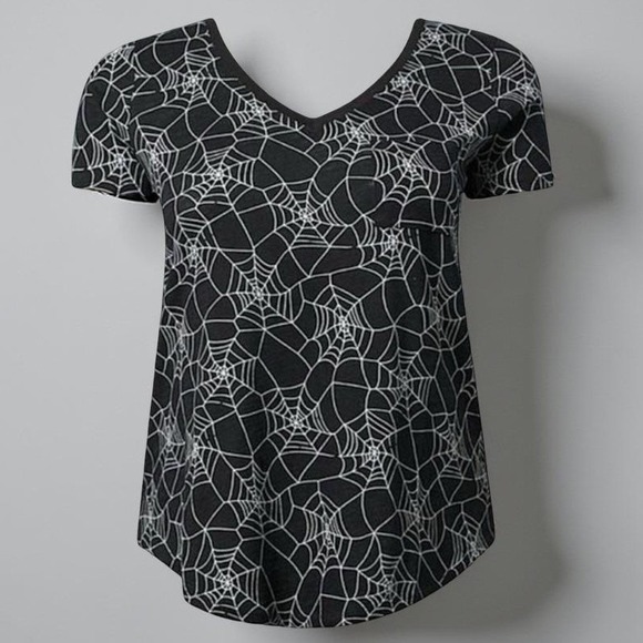TORRID Spider Web Print Heritage Slub V-Neck Cotton Tee NWT Size 4X - Picture 5 of 8